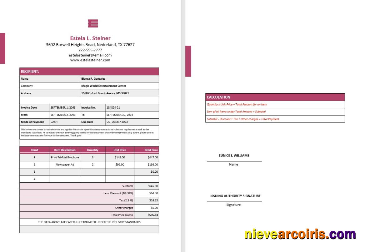 Free Freelance Design Invoice